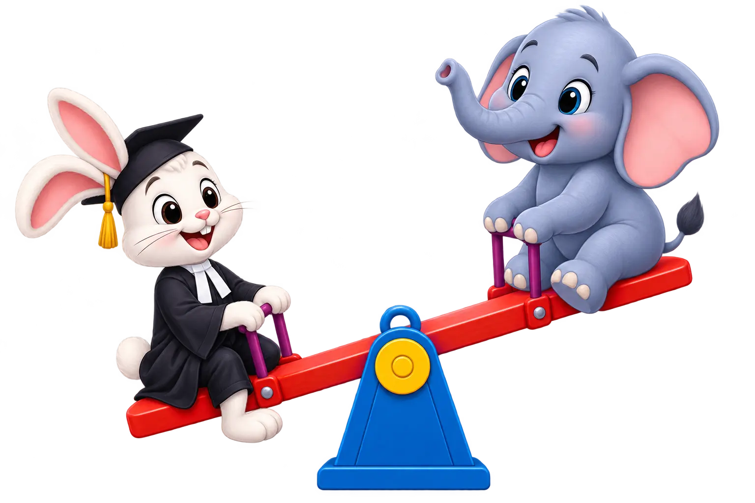 Children playing cheerfully on seesaw