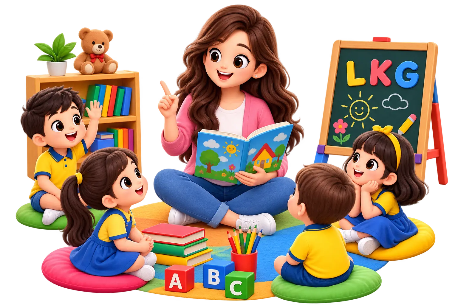 LKG child writing and learning phonics